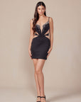 Beaded Short Sheer Cutout Dress_Q834