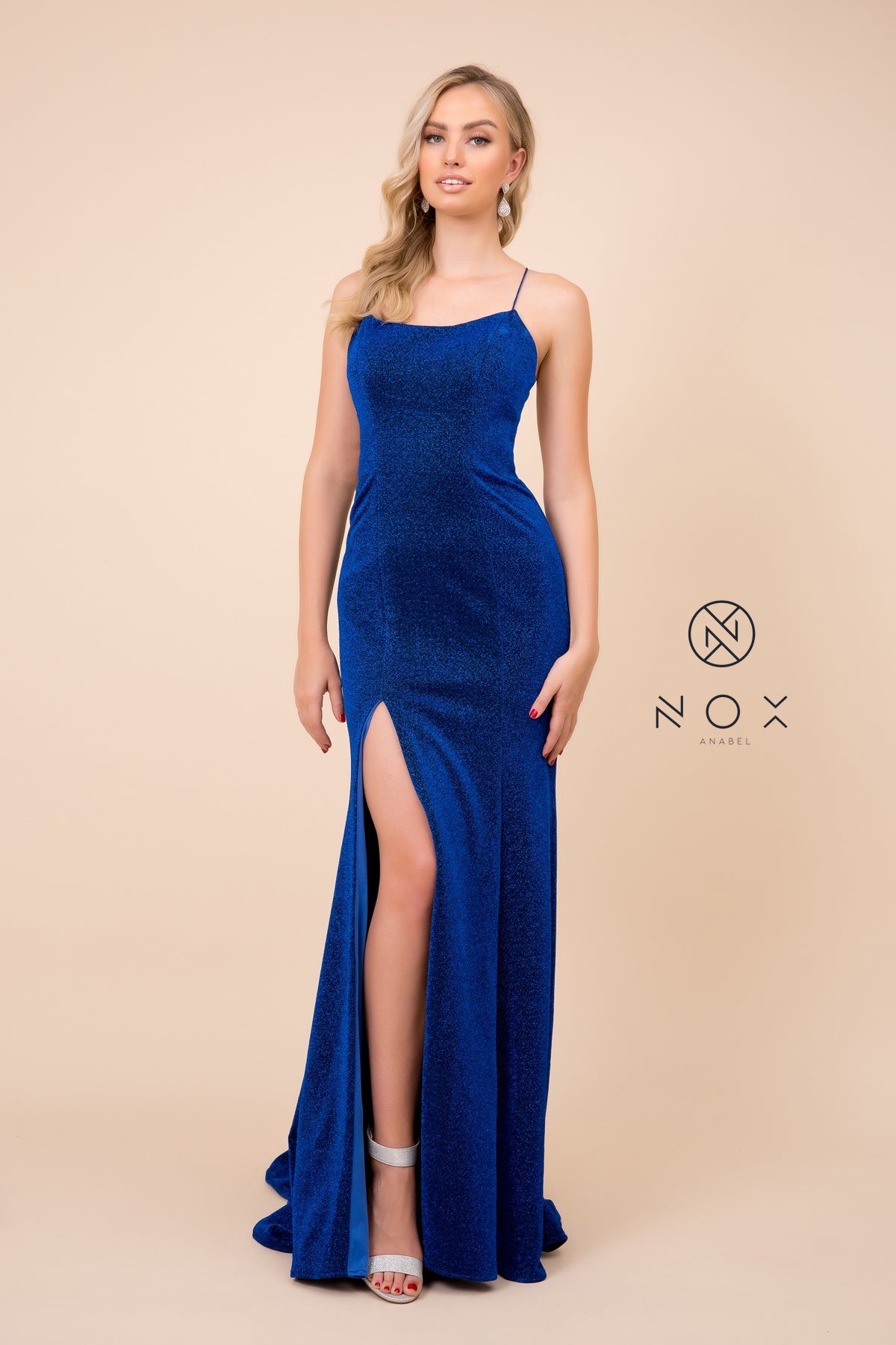 SPAGHETTI STRAPS SCOOP NECK GLITTERY LONG GOWN_R358 BY NARIANNA